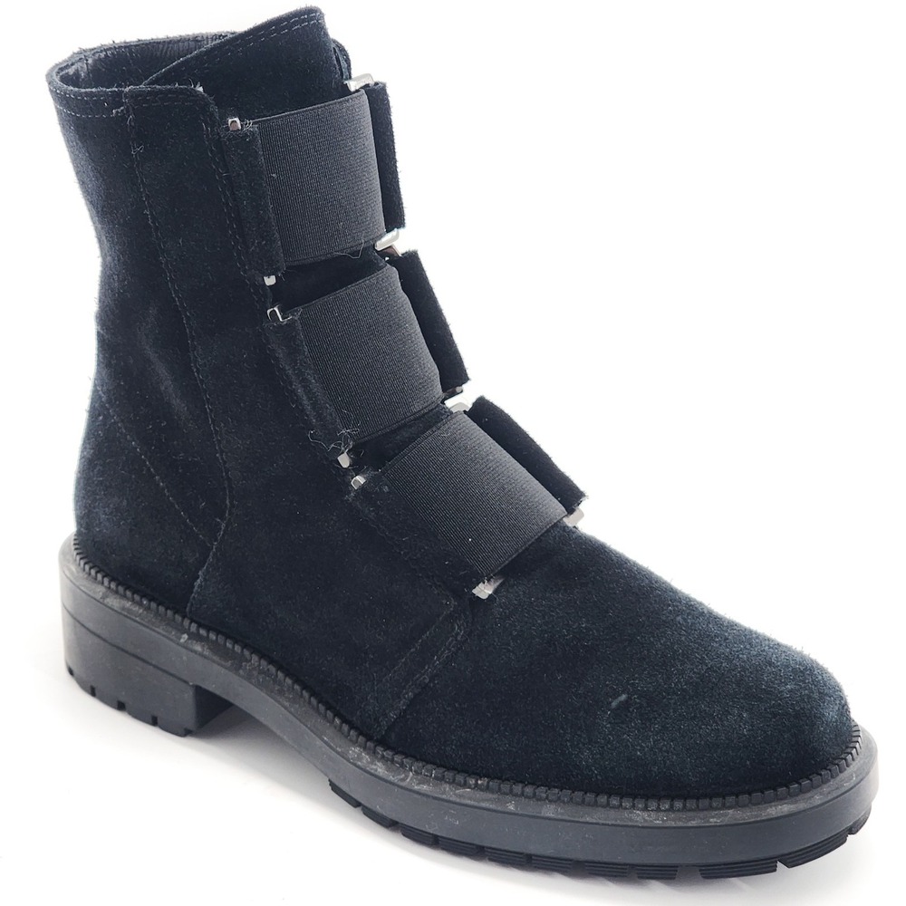 AQUATALIA‎ Black Suede Elastic Strap Ankle Boots Women's Size 6